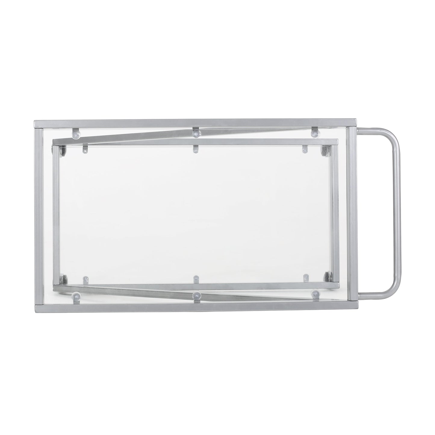Z-Shape Bar Cart with 2 Glass Shelves and Rolling Casters