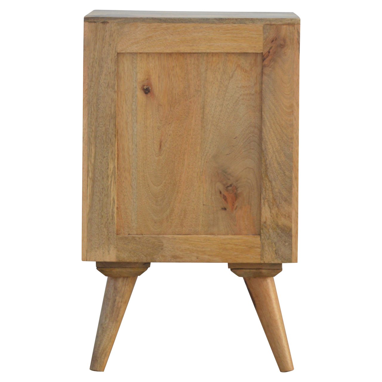 4-Drawer Bedside with Tapered Legs and Shiny Knobs