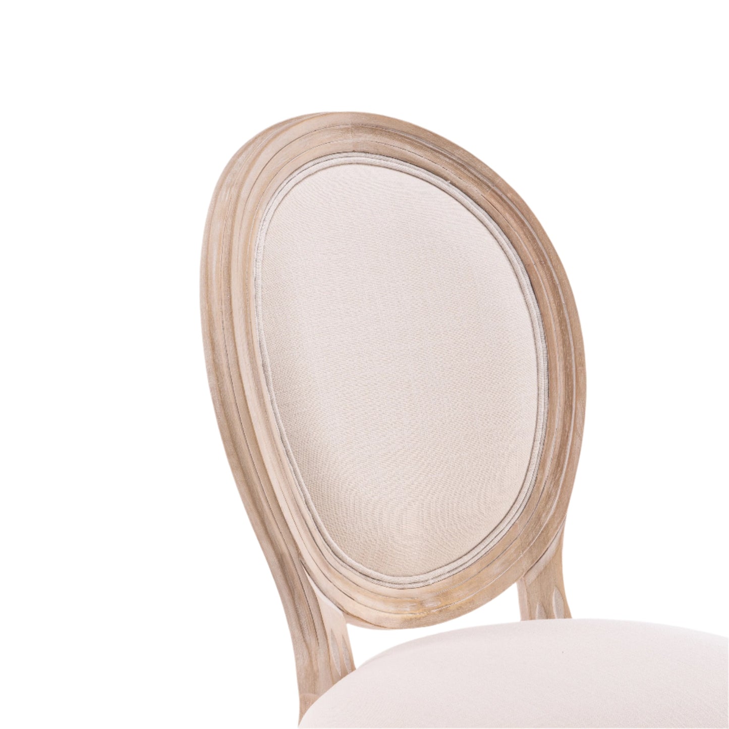 Upholstered Dining Chair with Oval Back and Solid Wood Frame, Set of 2