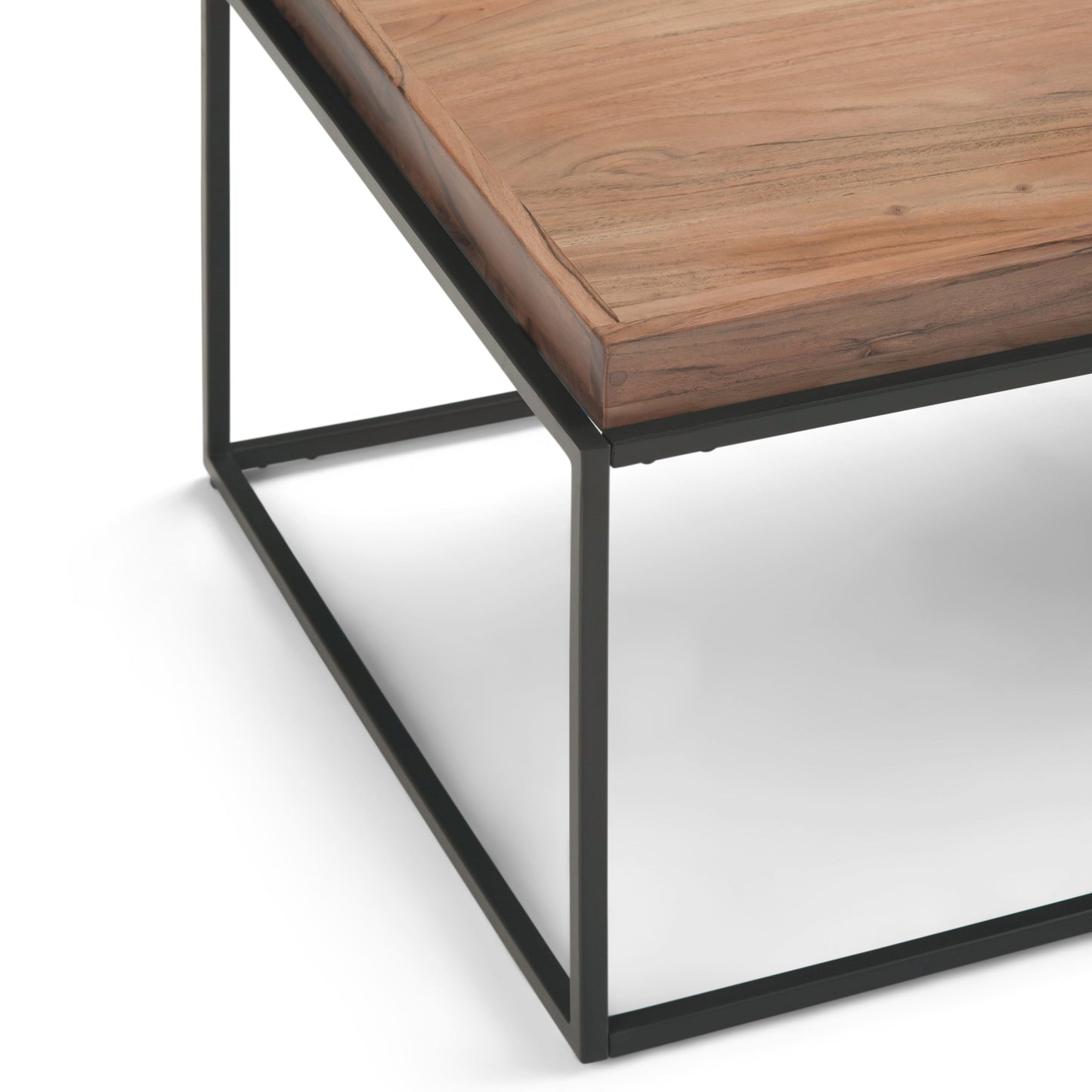 Coffee Table with Fixed Tray Top and Metal Frame
