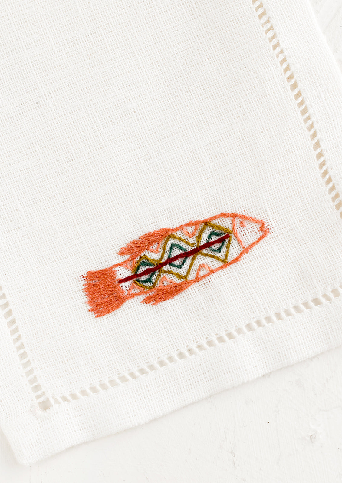 Fish Embroidered Cocktail Napkin