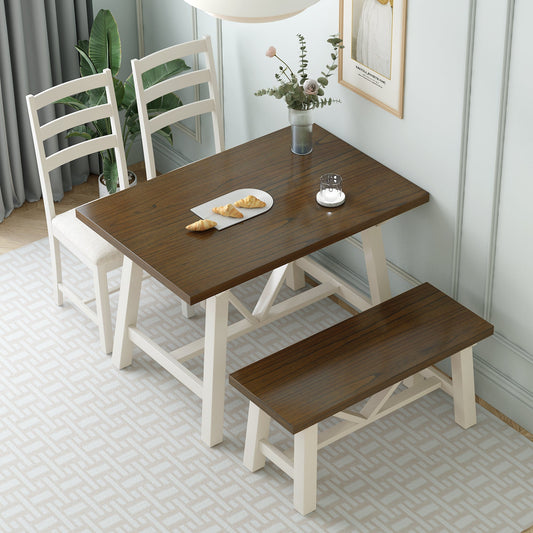 Flint 4 Piece Dining Table Set with Bench and 2 Chairs