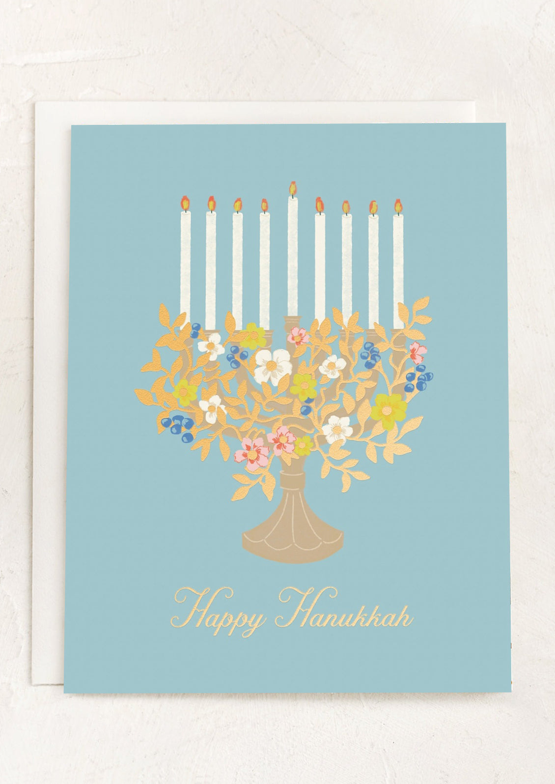 Floral Menorah Hanukkah Card