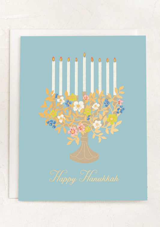 Floral Menorah Hanukkah Card
