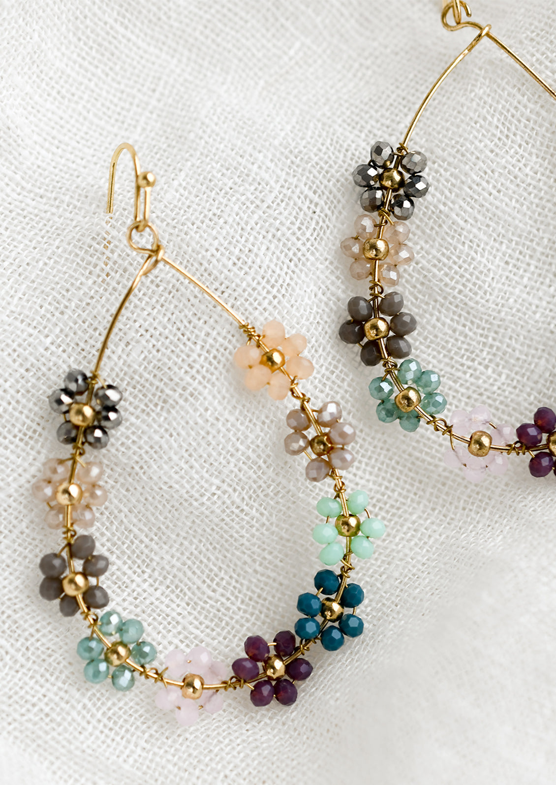 Floral Teardrop Beaded Earrings