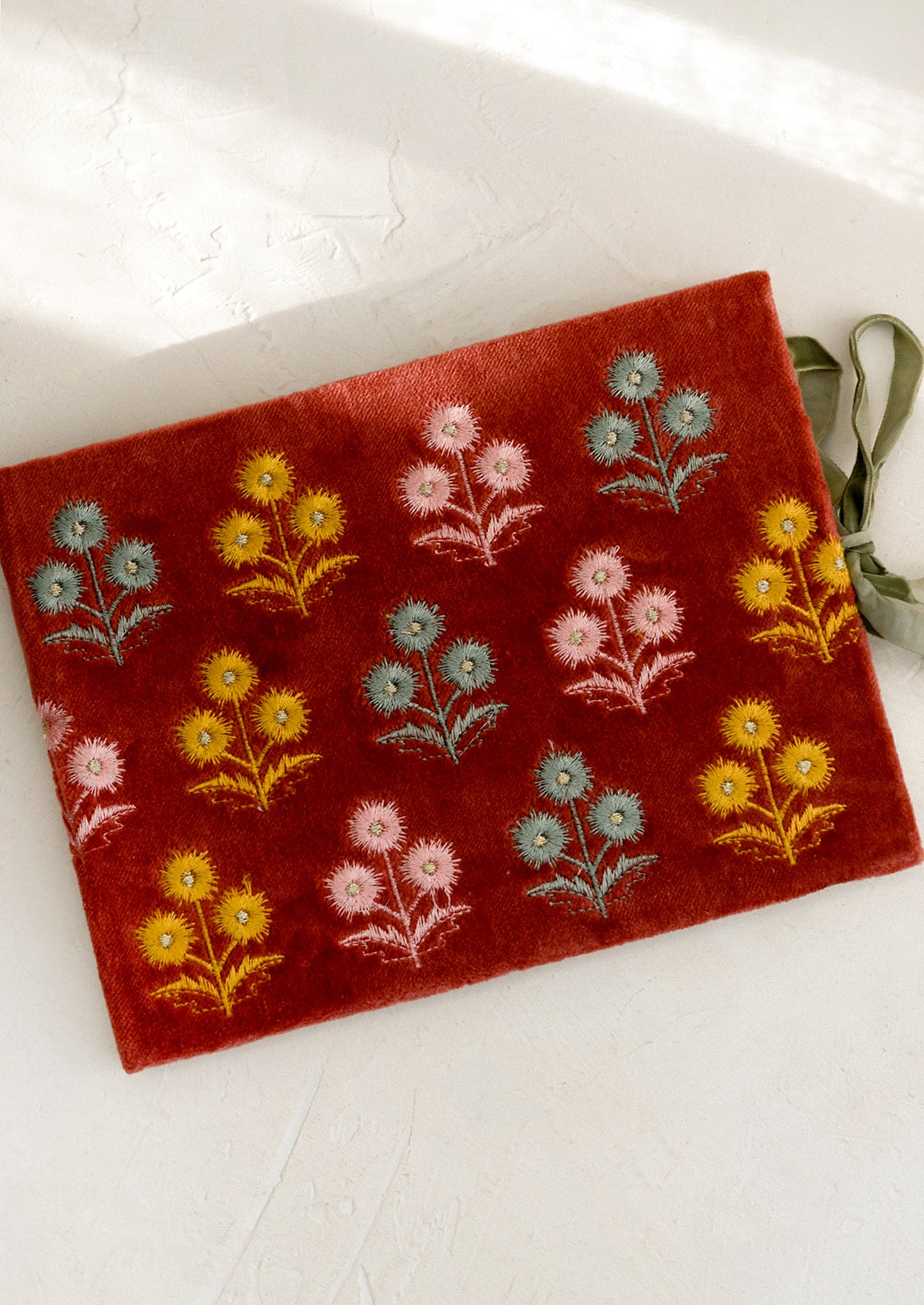 Embroidered Floral Velvet Journal
