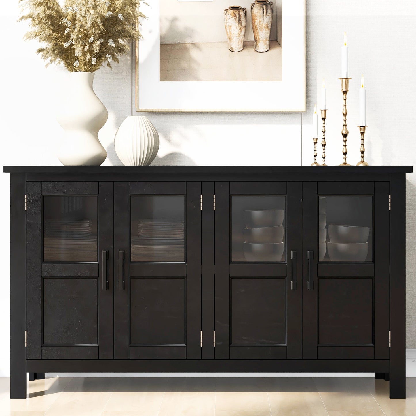 Four-door Storage Cabinet with Adjustable Shelf
