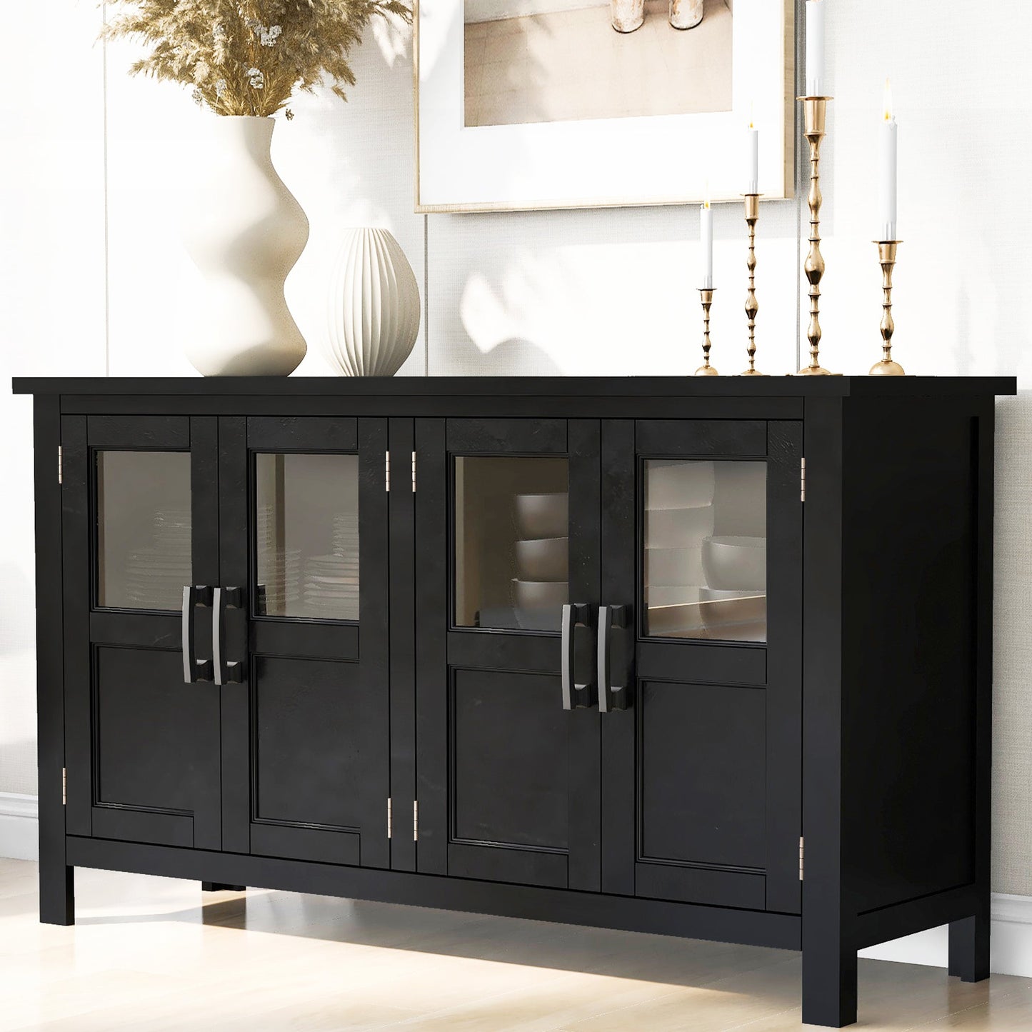 Four-door Storage Cabinet with Adjustable Shelf