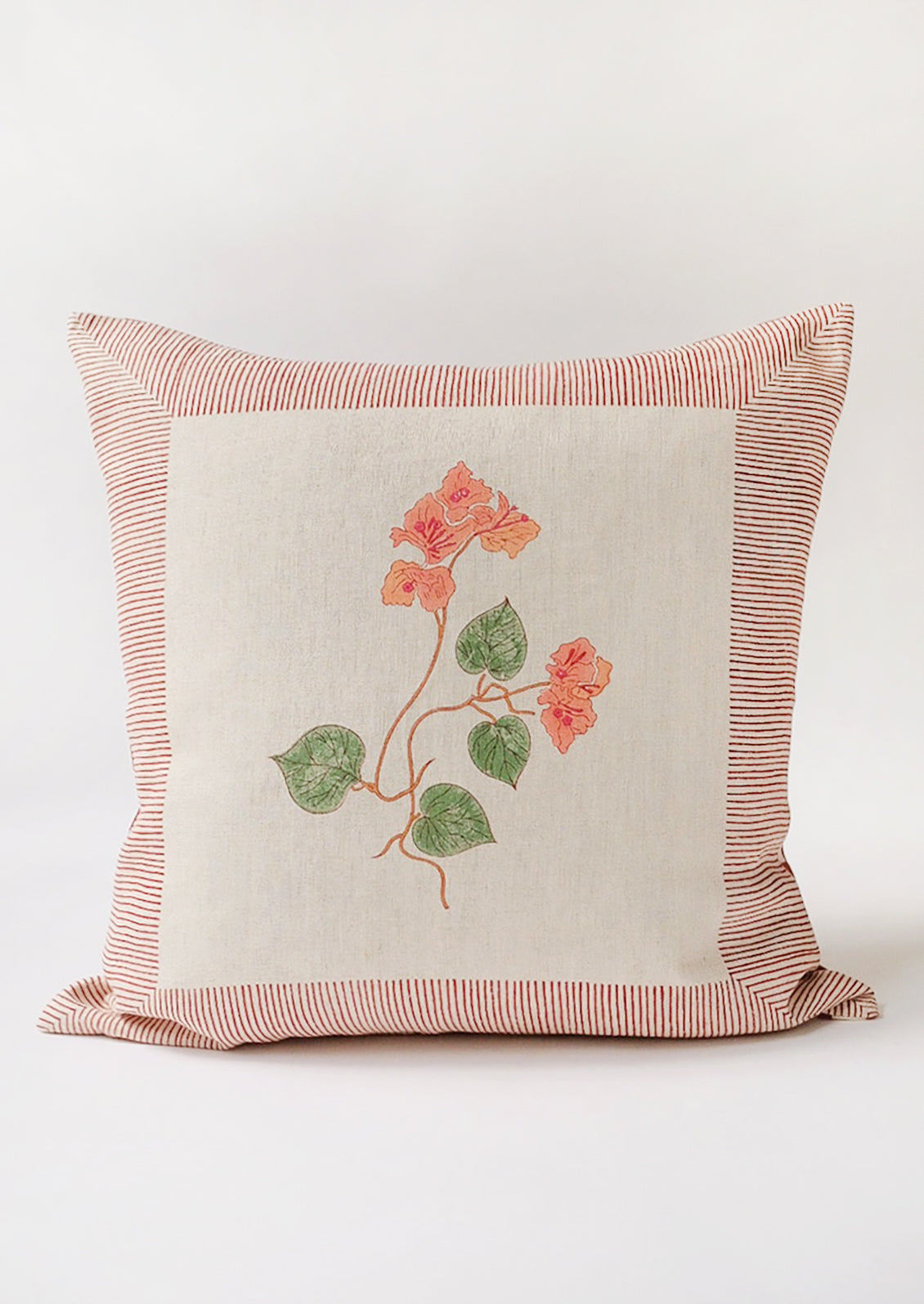 Framed Bougainvillea Linen Pillow
