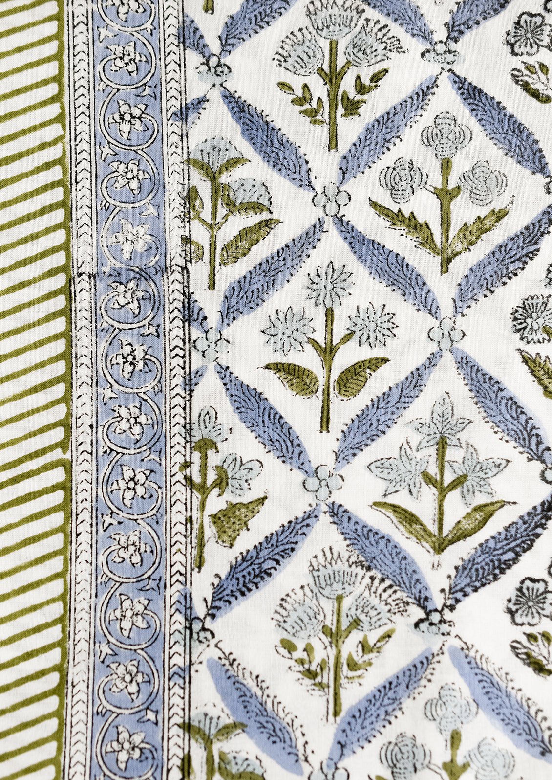 Framed Florals Block Print Tablecloth