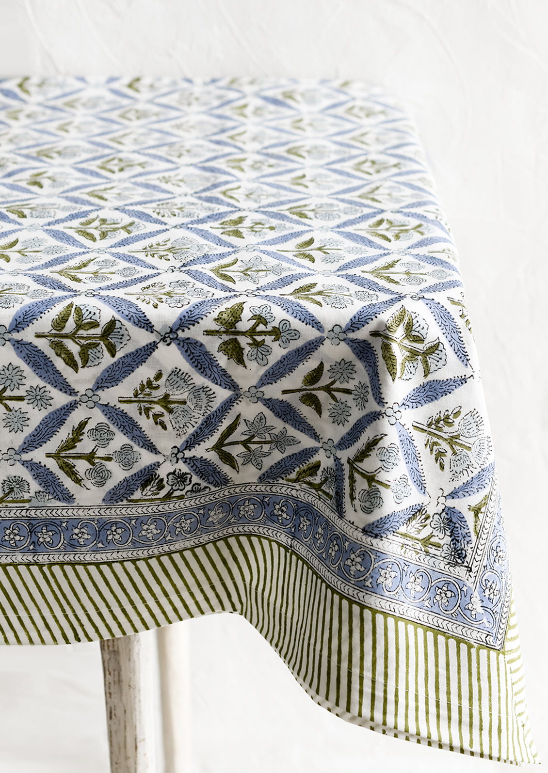 Framed Florals Block Print Tablecloth