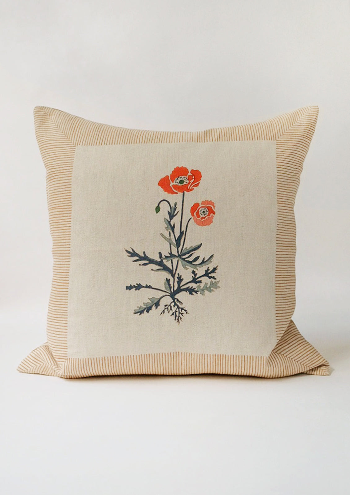 Framed Poppy Linen Pillow