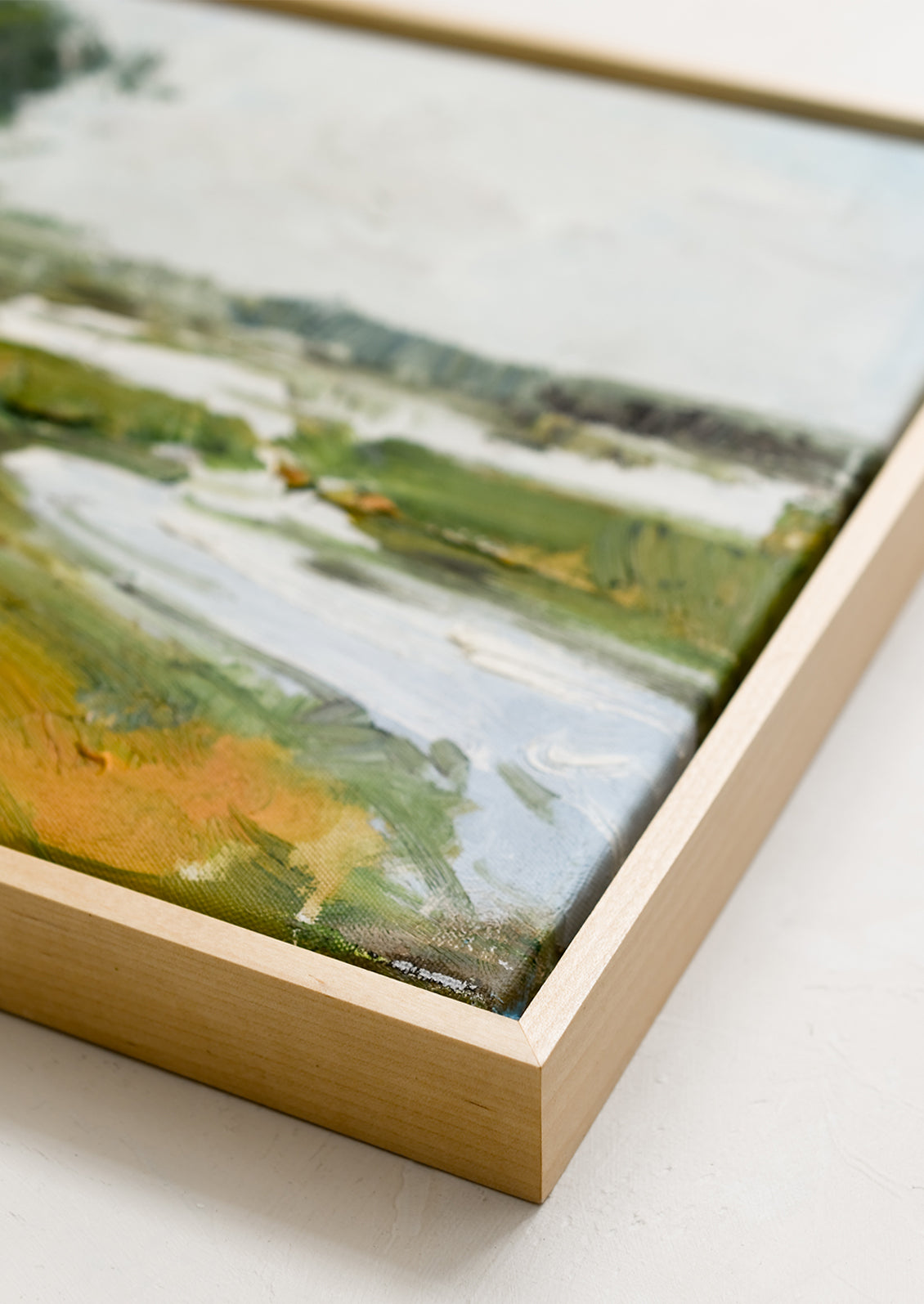 Framed Oil Landscape Painting, Riverside