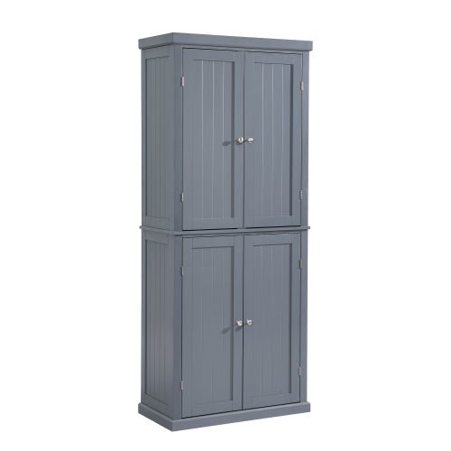 Freestanding Tall Kitchen Pantry, 72.4" with 4 Doors and Adjustable Shelves