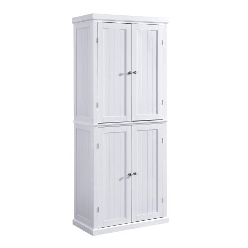 Freestanding Tall Kitchen Pantry, 72.4" with 4 Doors and Adjustable Shelves