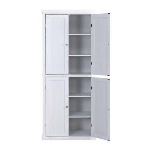 Freestanding Tall Kitchen Pantry, 72.4" with 4 Doors and Adjustable Shelves