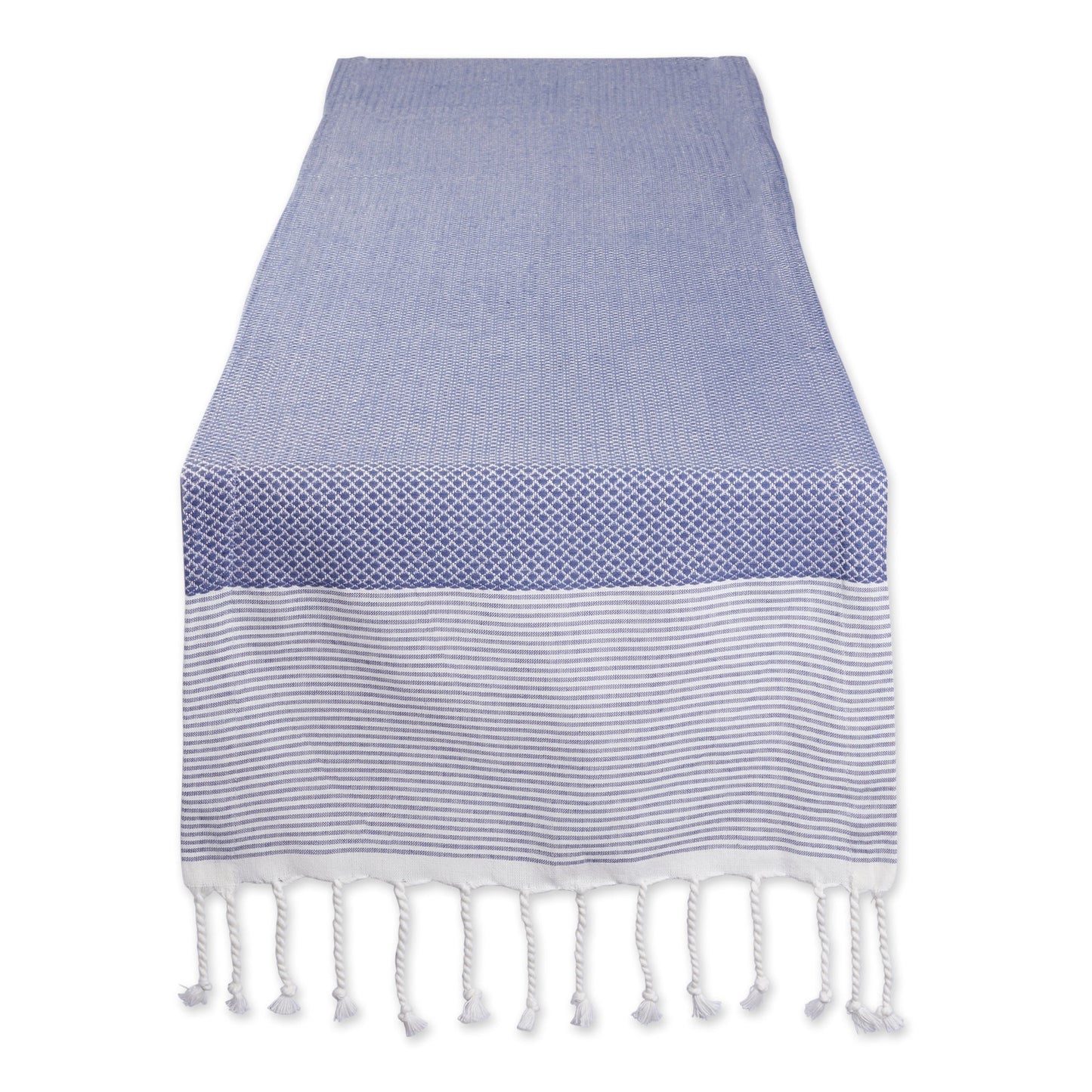 French Blue Bordered Dobby 15"X108" Table Runner