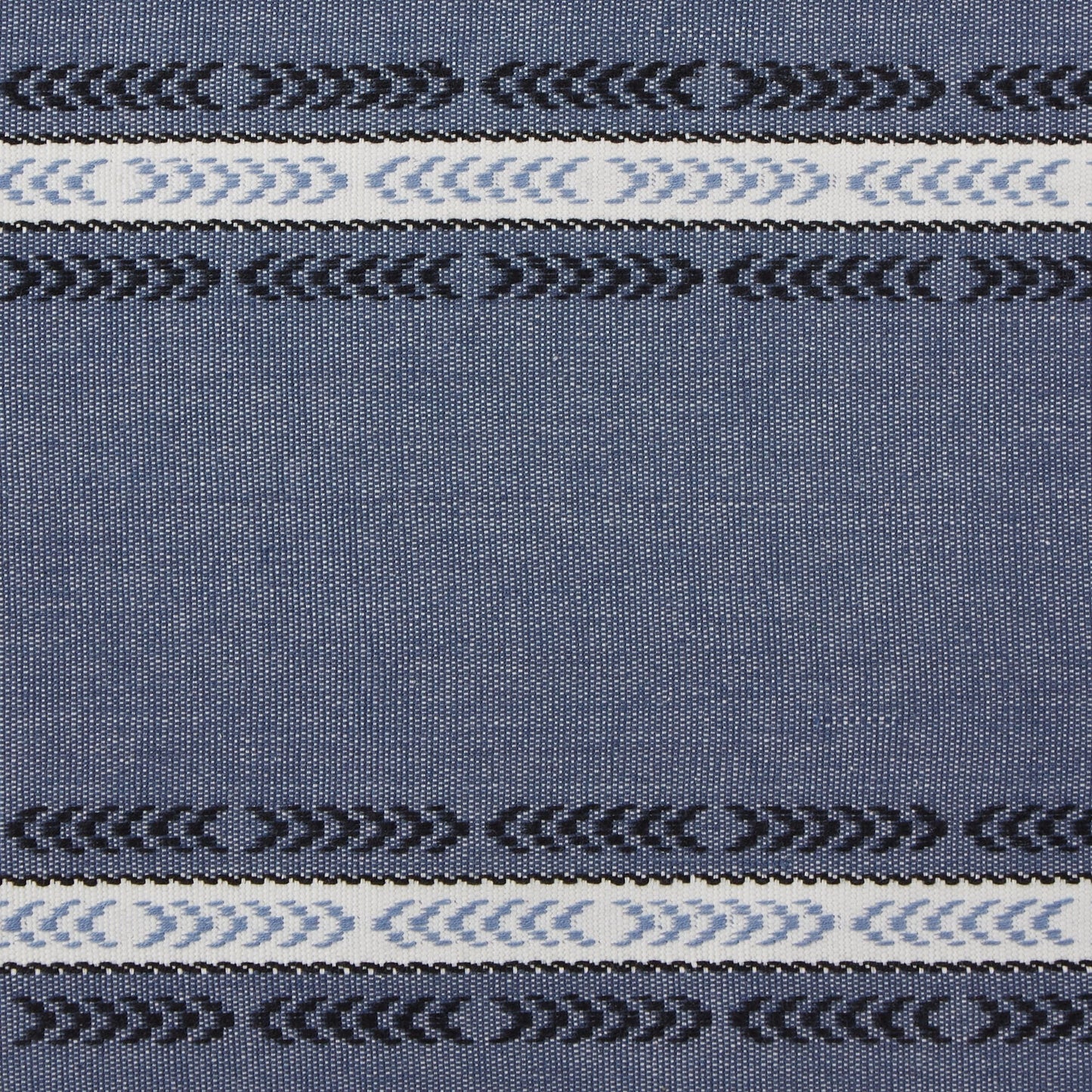 French Blue Dobby Striped Fringe Ribbed 14"X72" Table Runner