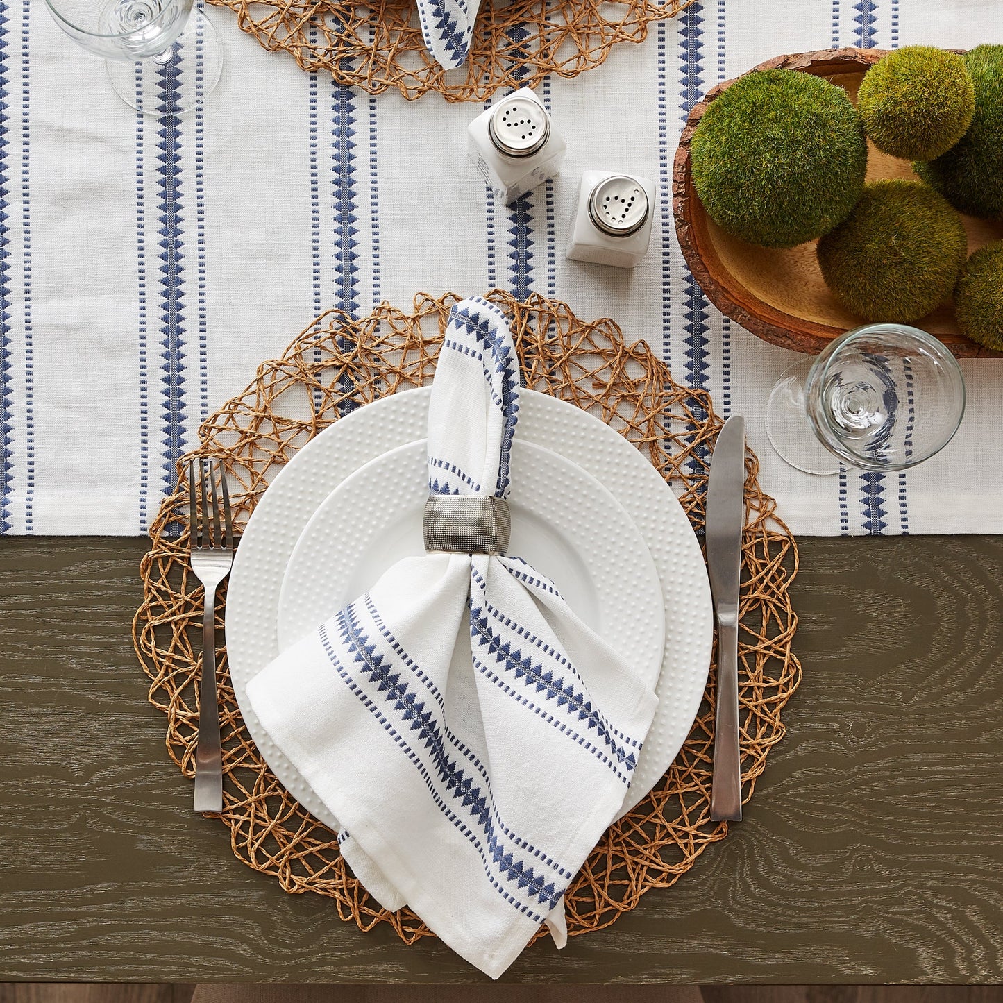 French Blue Zig Dobby Stripe Napkins, Set Of 6