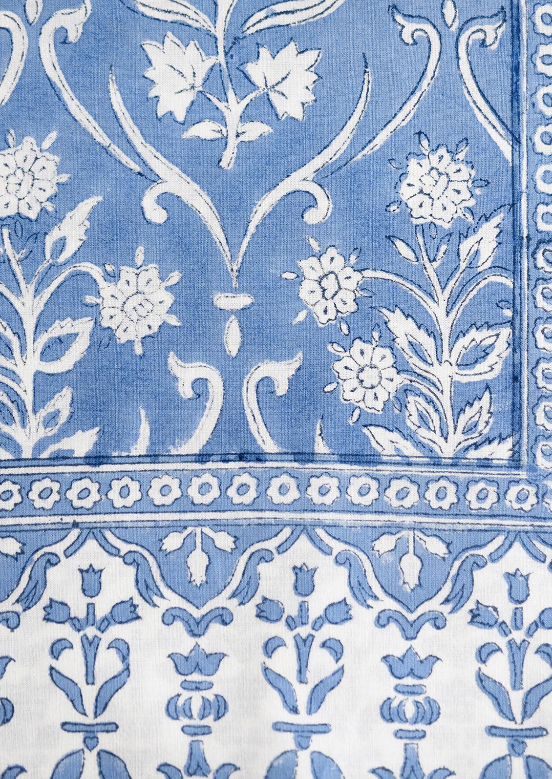 French Floral Block Print Tablecloth