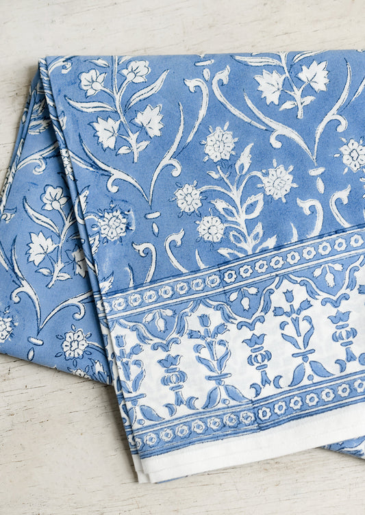 French Floral Block Print Tablecloth