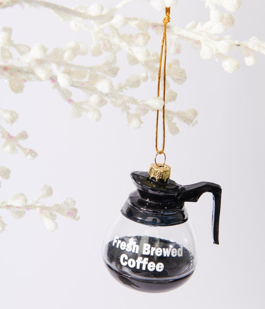 Fresh Brewed Coffee Pot Glass Ornament