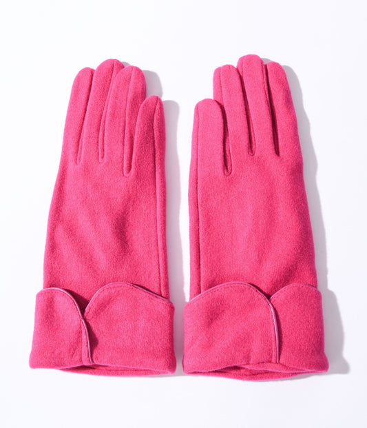 Fuchsia Scallop Cuffed Gloves