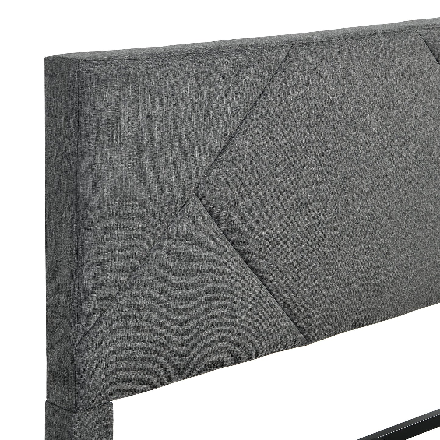 Full Size Upholstered Platform Bed Frame with Headboard, Strong Slat Support, Mattress Foundation