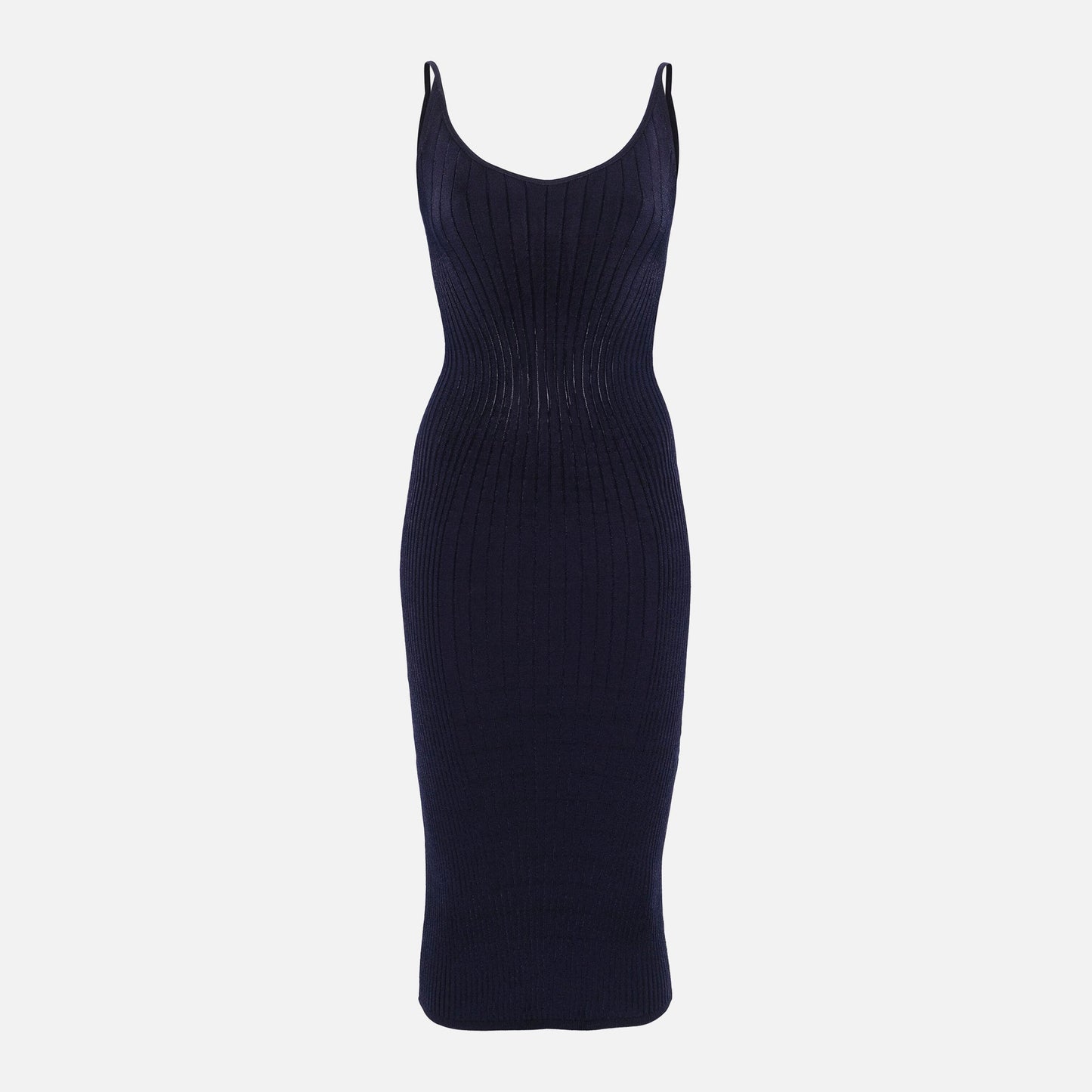 Mugler Ribbed Dress - Midnight Blue