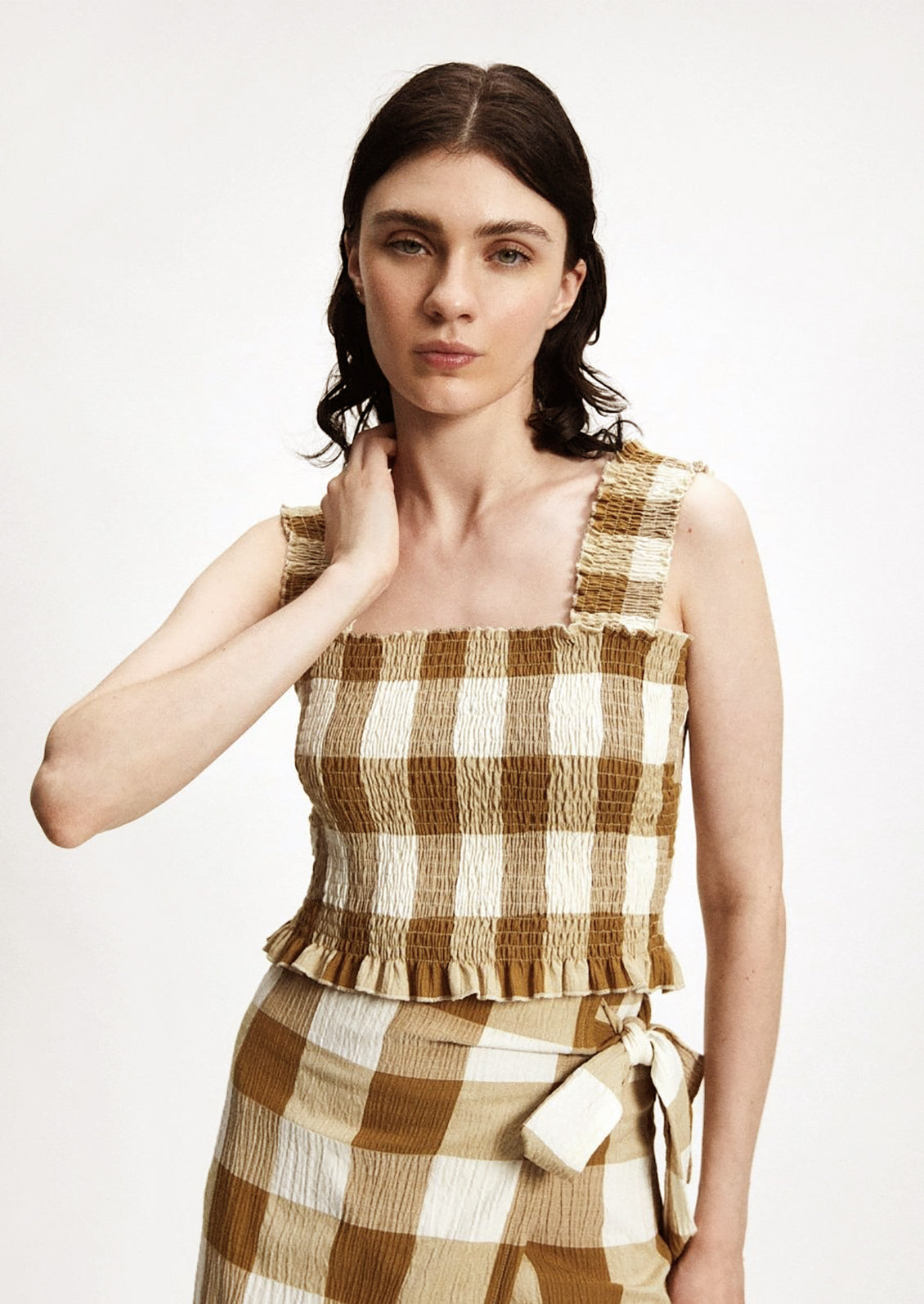 Gea Smocked Gingham Top
