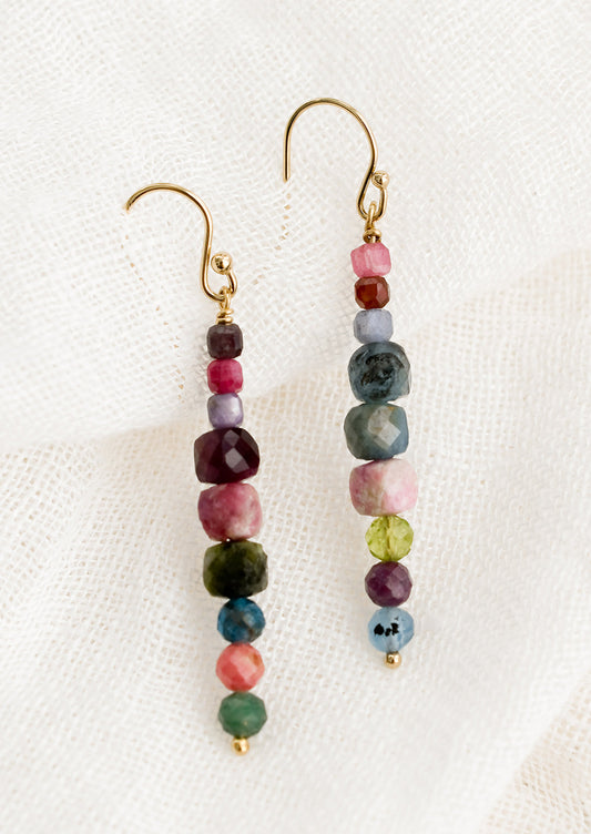 Beaded Gemstone Drop Earrings
