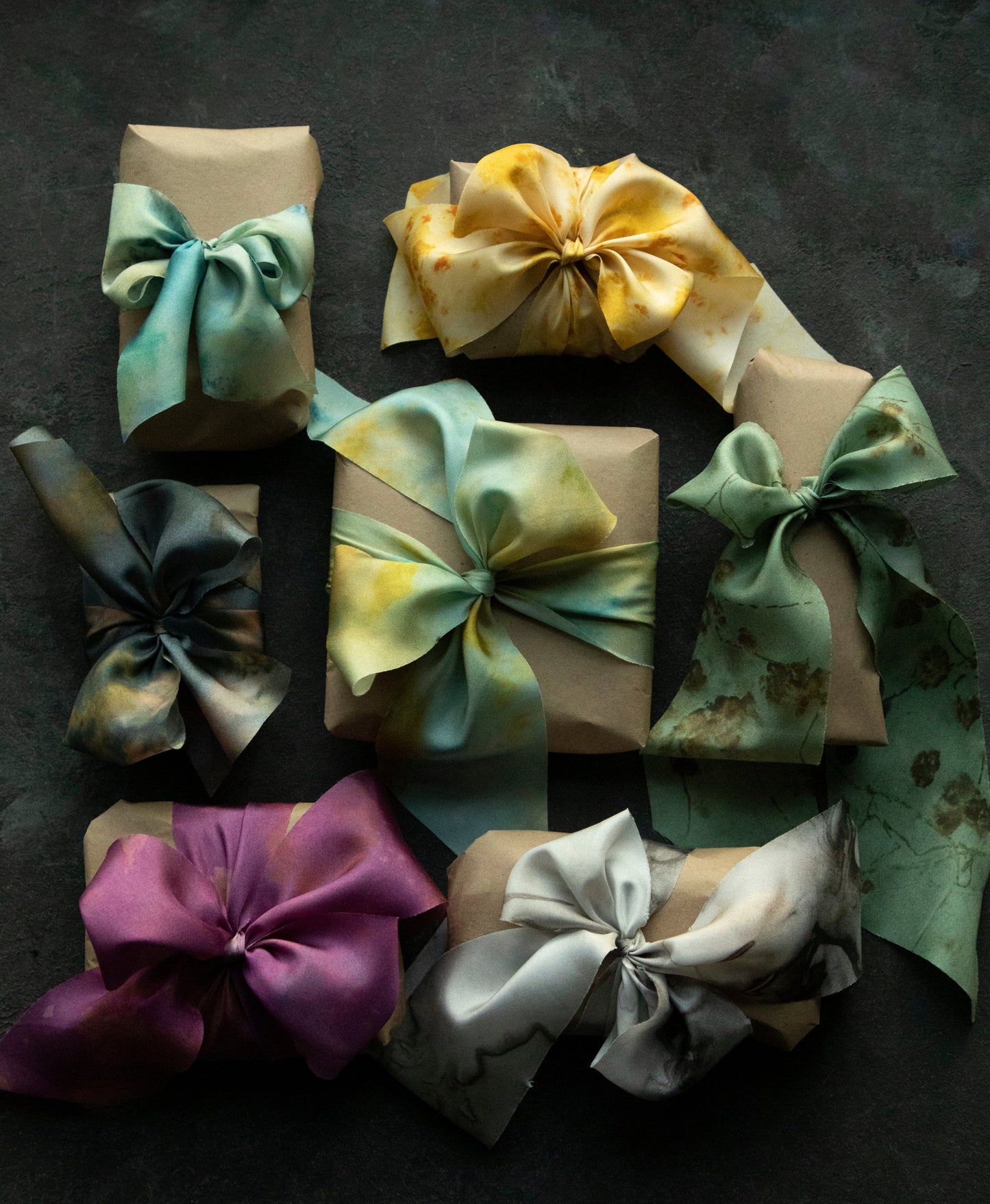 Botanical Print /  Marigold Yellow Silk Ribbon
