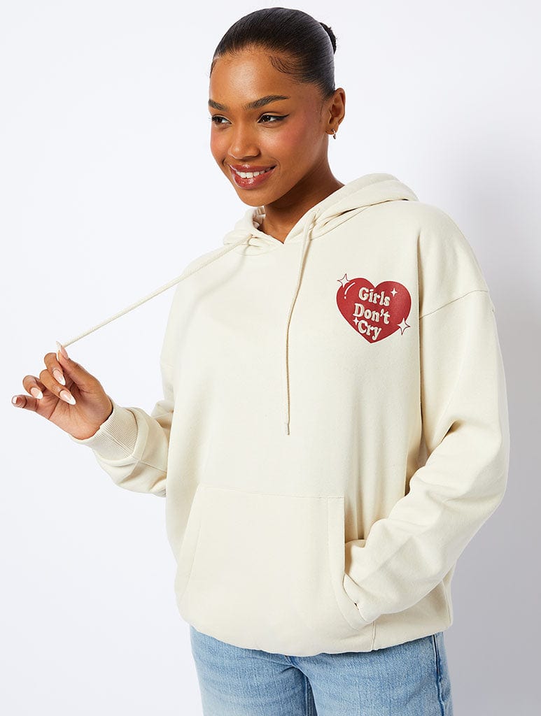 Girls Don't Cry Hoodie in Cream
