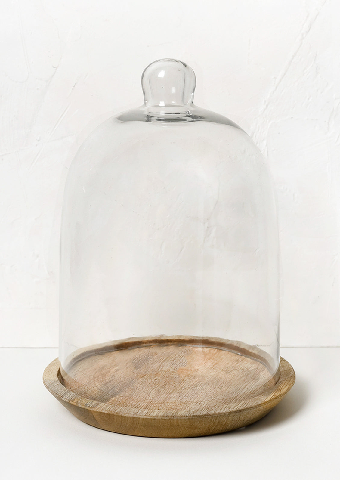 Glass Cloche with Acacia Base