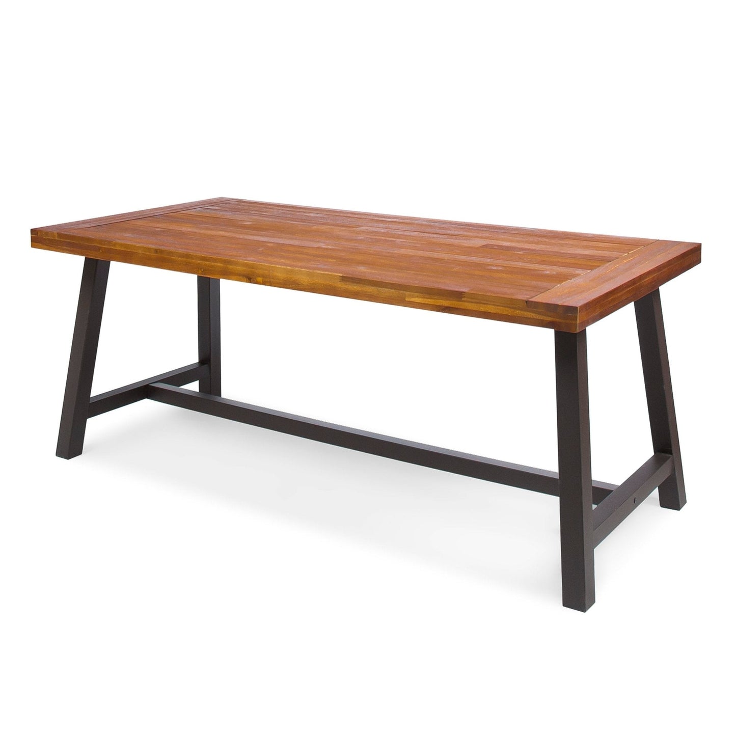 Glimmer Outdoor Table with Slat Top and Metal Legs
