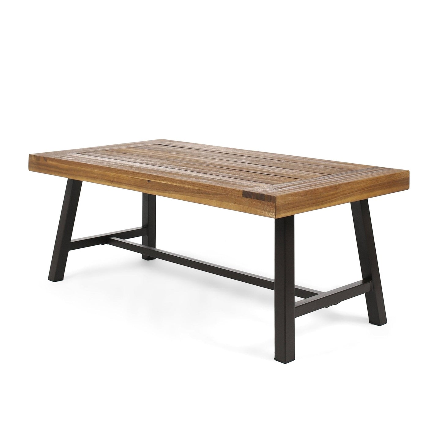 Glimmer Outdoor Table with Slat Top and Metal Legs