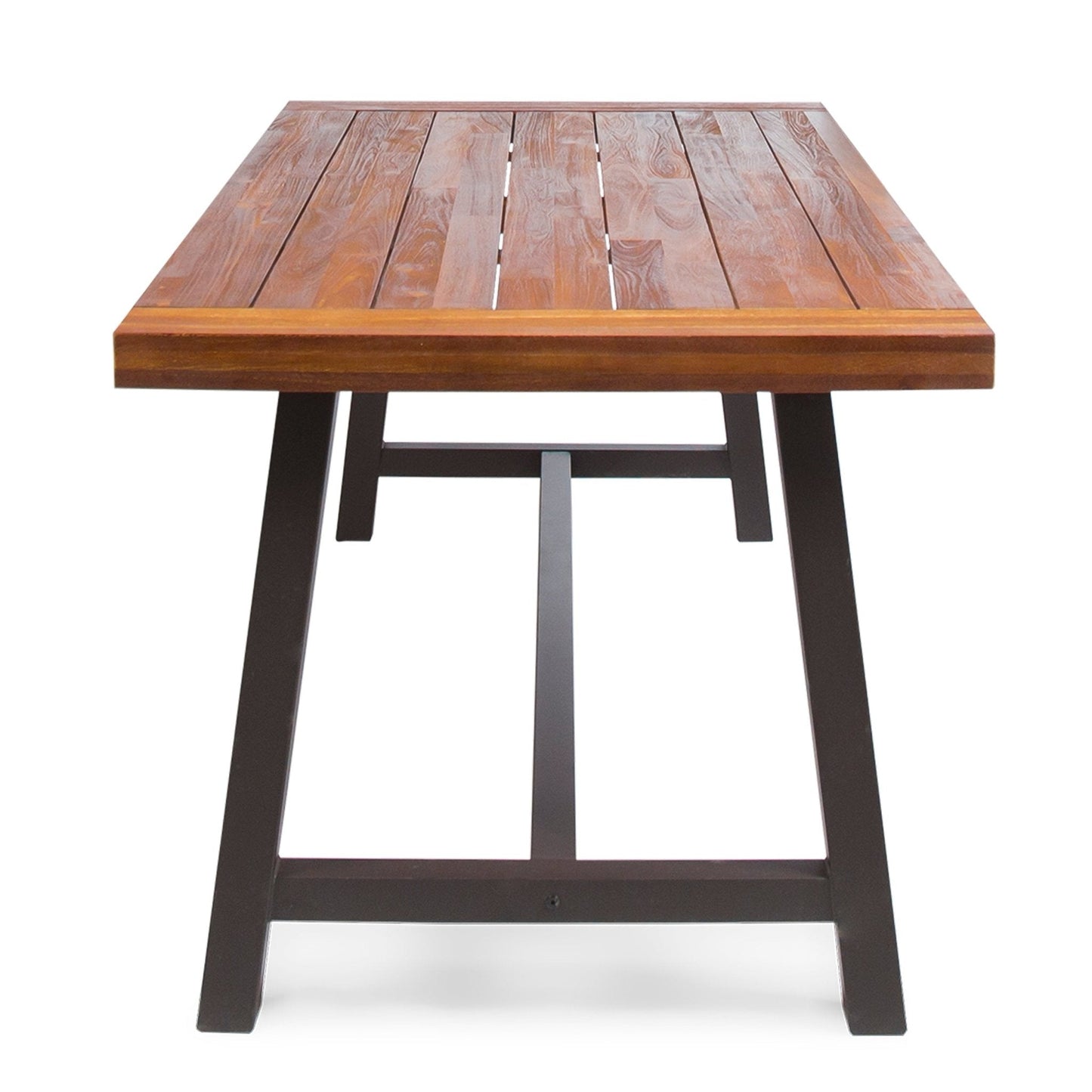 Glimmer Outdoor Table with Slat Top and Metal Legs