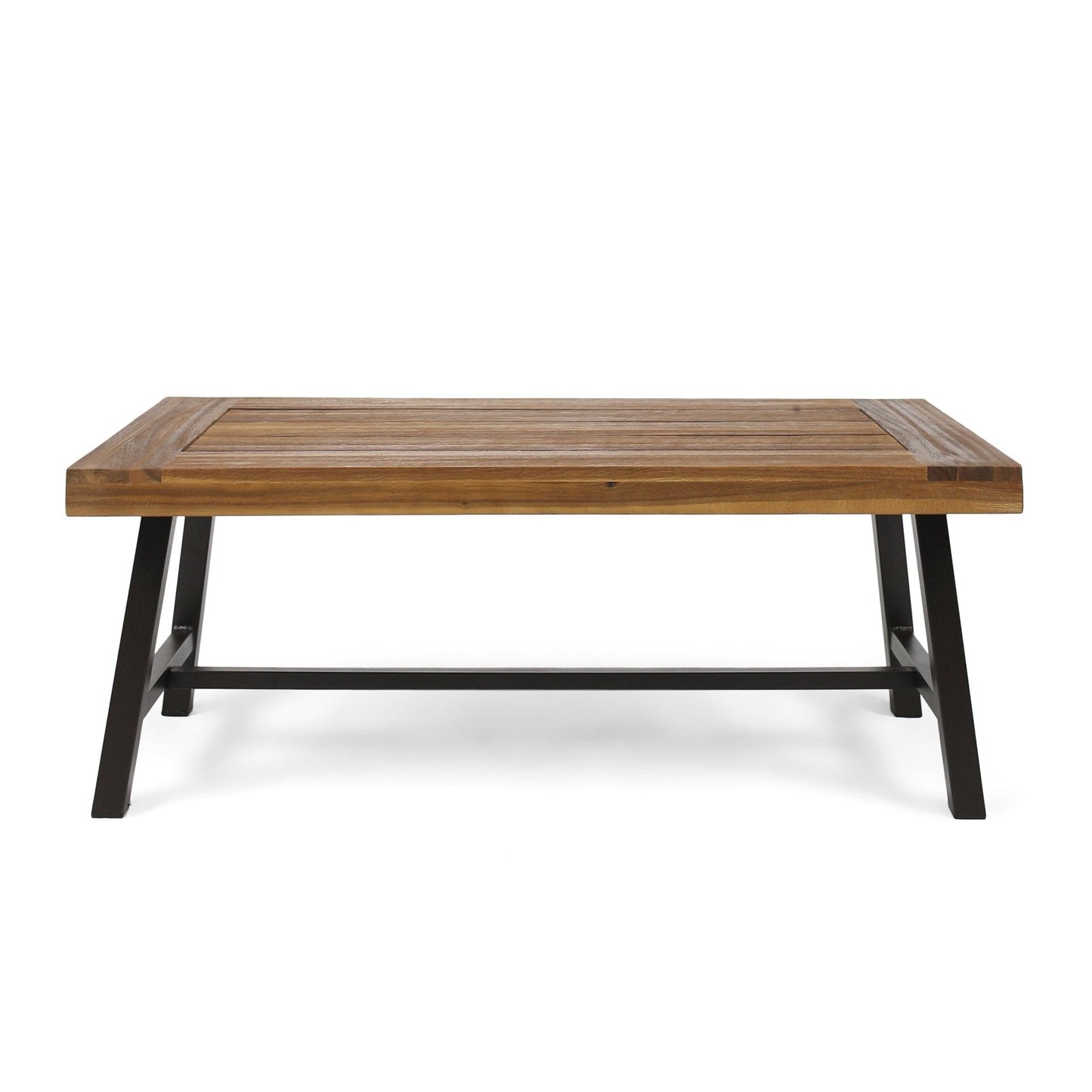 Glimmer Outdoor Table with Slat Top and Metal Legs