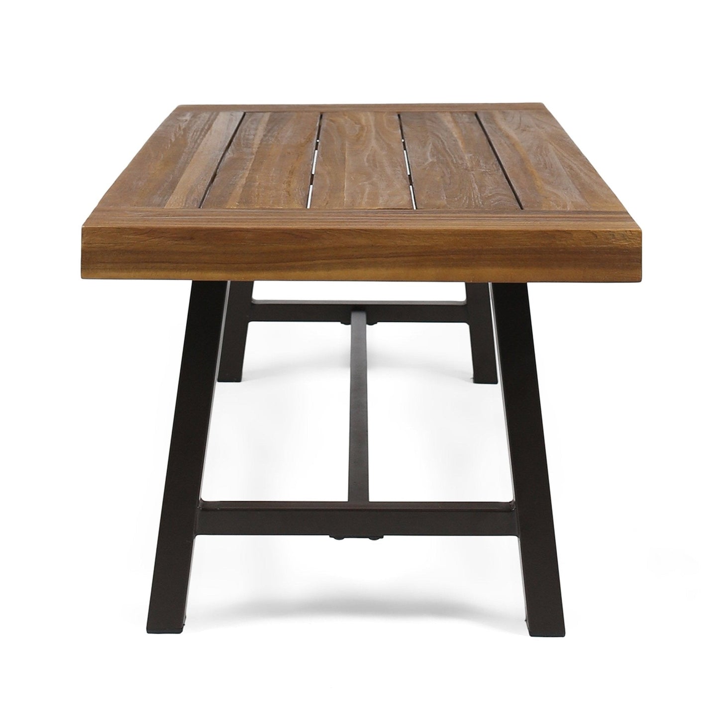 Glimmer Outdoor Table with Slat Top and Metal Legs