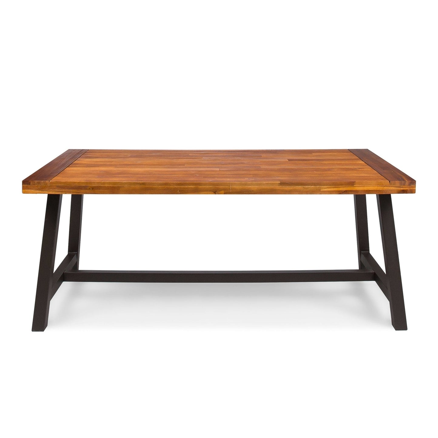 Glimmer Outdoor Table with Slat Top and Metal Legs