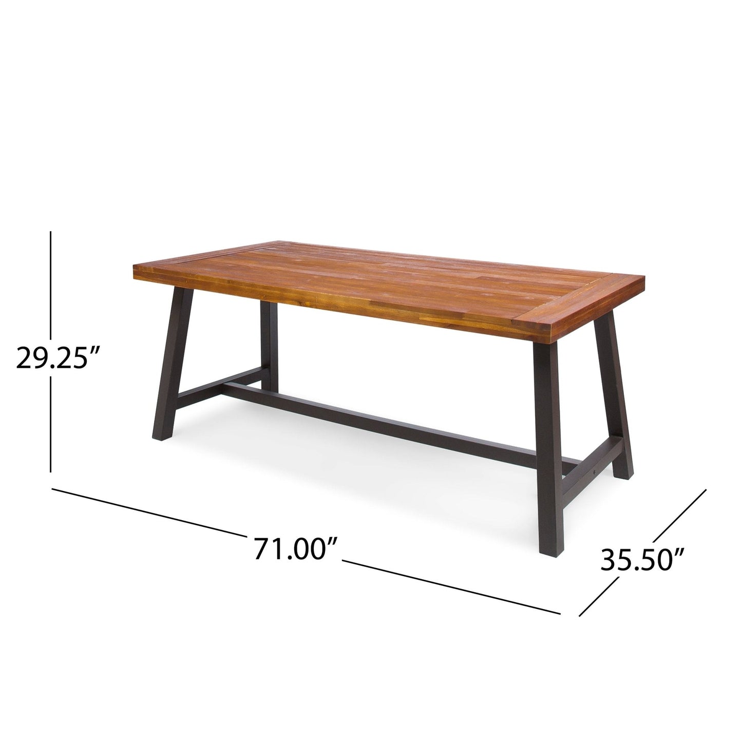 Glimmer Outdoor Table with Slat Top and Metal Legs