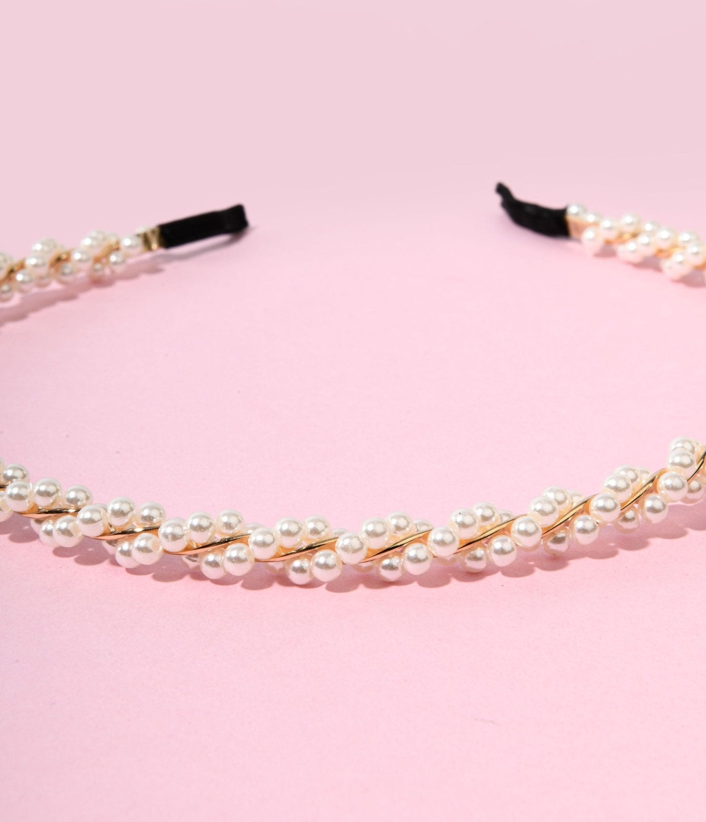 Gold & Faux Pearl Twisted Vine Thin Headband
