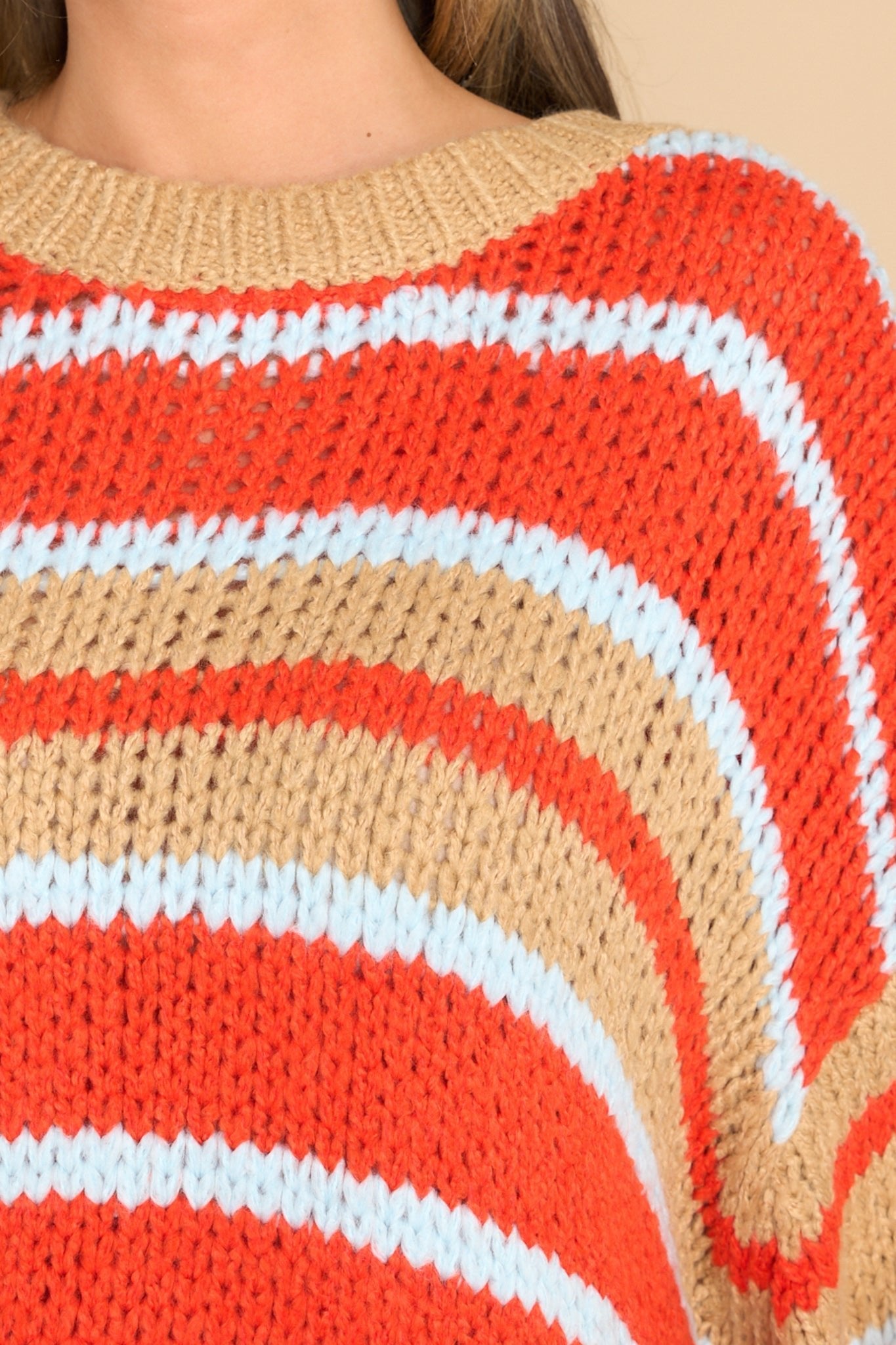 Good Pep Talk Tan Multi Stripe Sweater