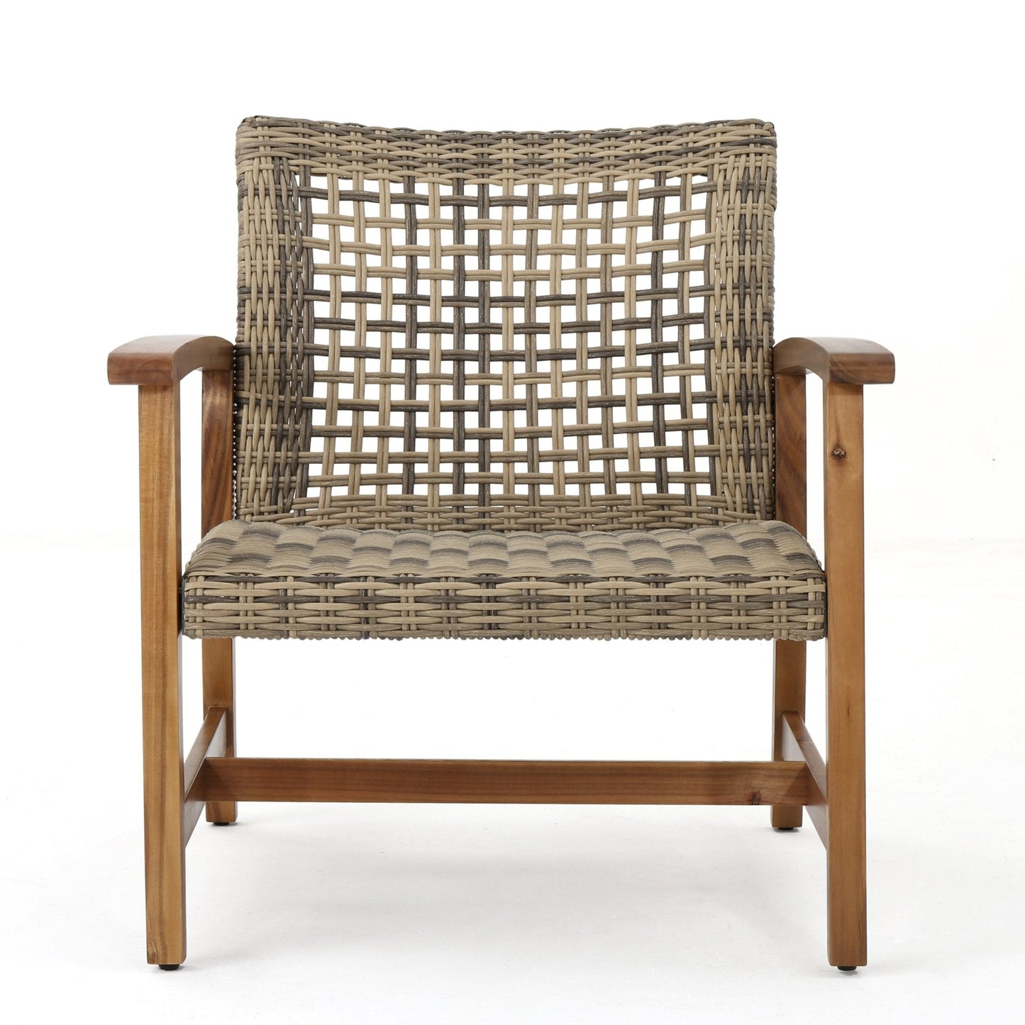 Gorgeous Outdoor Club Chairs with Acacia Wood and Iron Construction, Set of 2