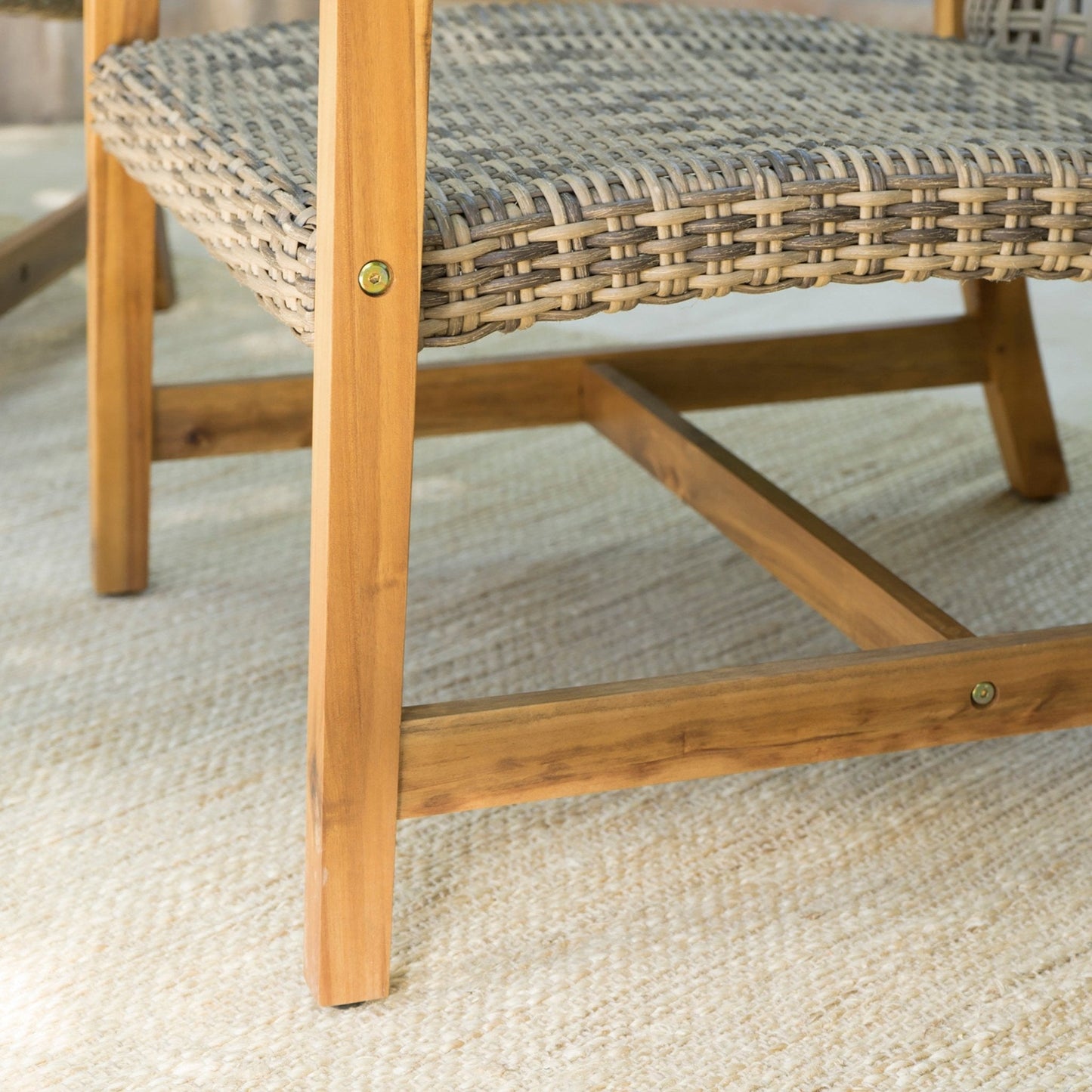 Gorgeous Outdoor Club Chairs with Acacia Wood and Iron Construction, Set of 2