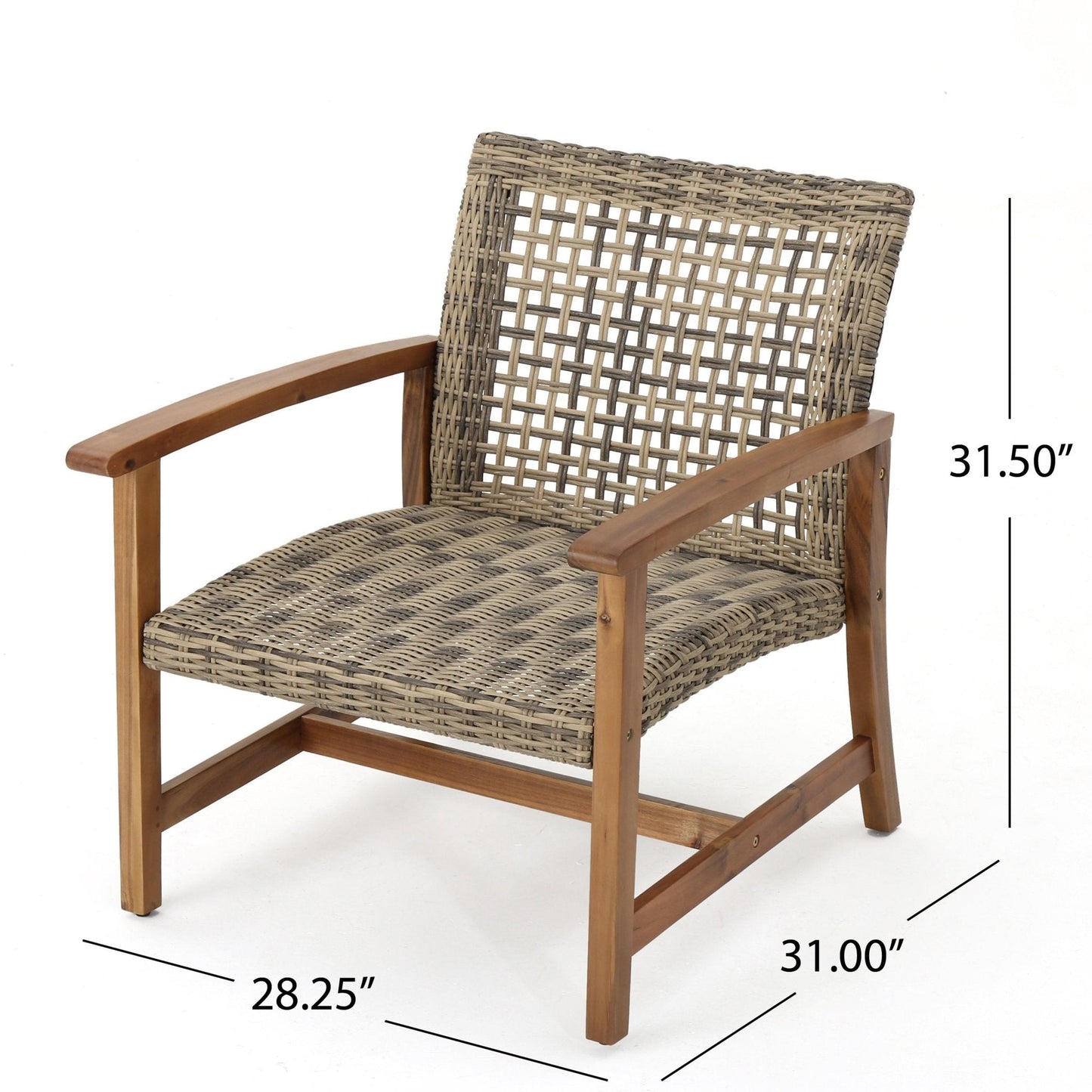 Gorgeous Outdoor Club Chairs with Acacia Wood and Iron Construction, Set of 2