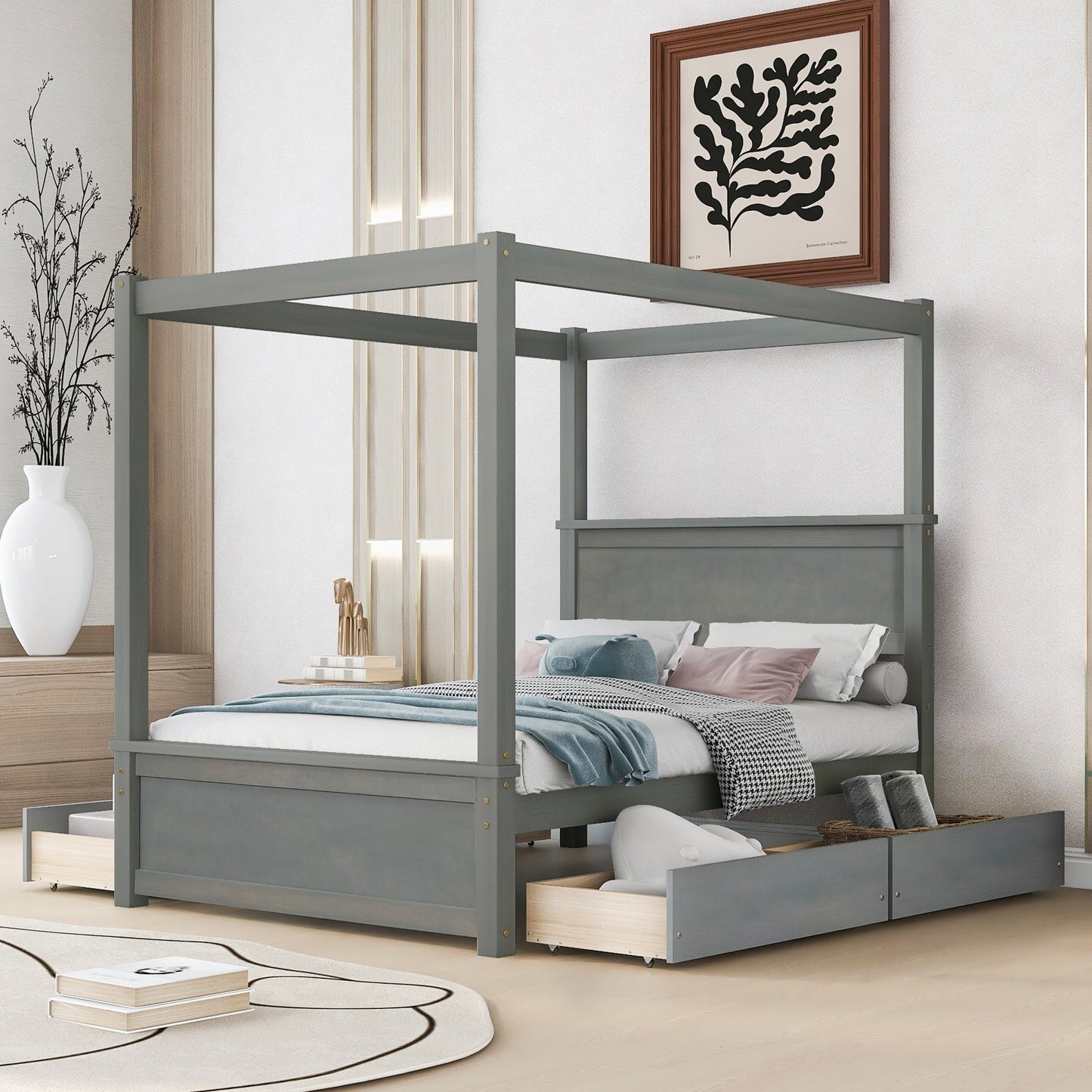 Grant Canopy Bed with Four Drawers