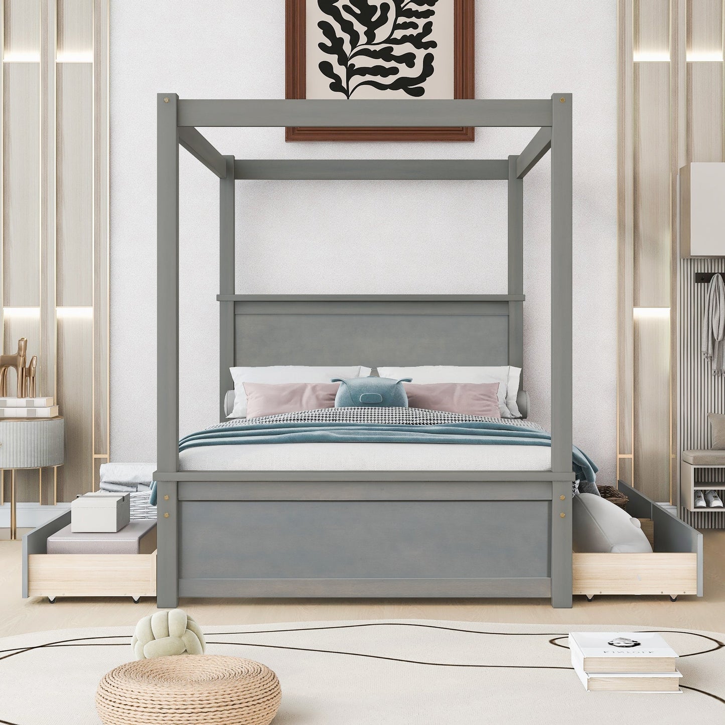 Grant Canopy Bed with Four Drawers