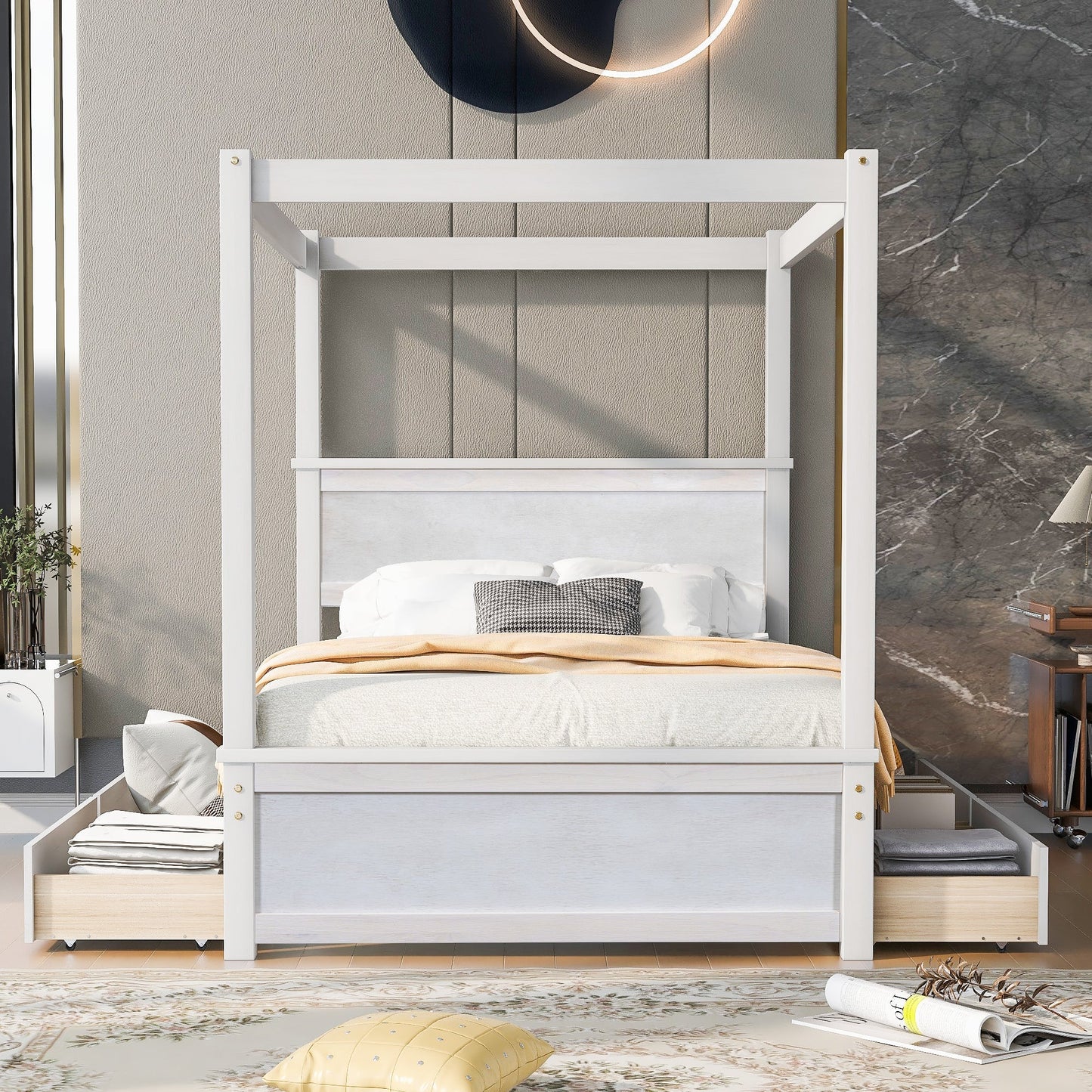 Grant Canopy Bed with Four Drawers