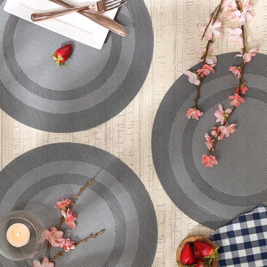 Gray Round  Double-Frame Placemats, Set Of 6